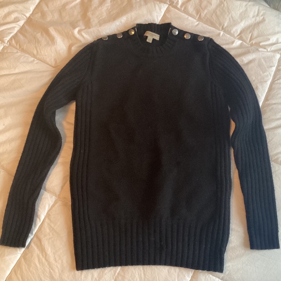 BURBERRY LONDON BLACK CASHMERE CREWNECK SWEATER SIZE APPROX SMALL***MEASUREMENTS - Picture 1 of 7